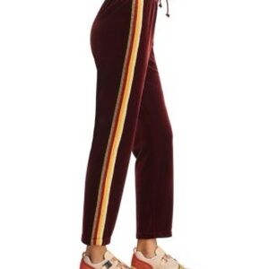 MOTHER Denim The Lounger velour ankle burgundy